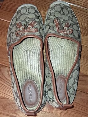 Coach Brown Signature Canvas Tassel Slip-On Espidrilles